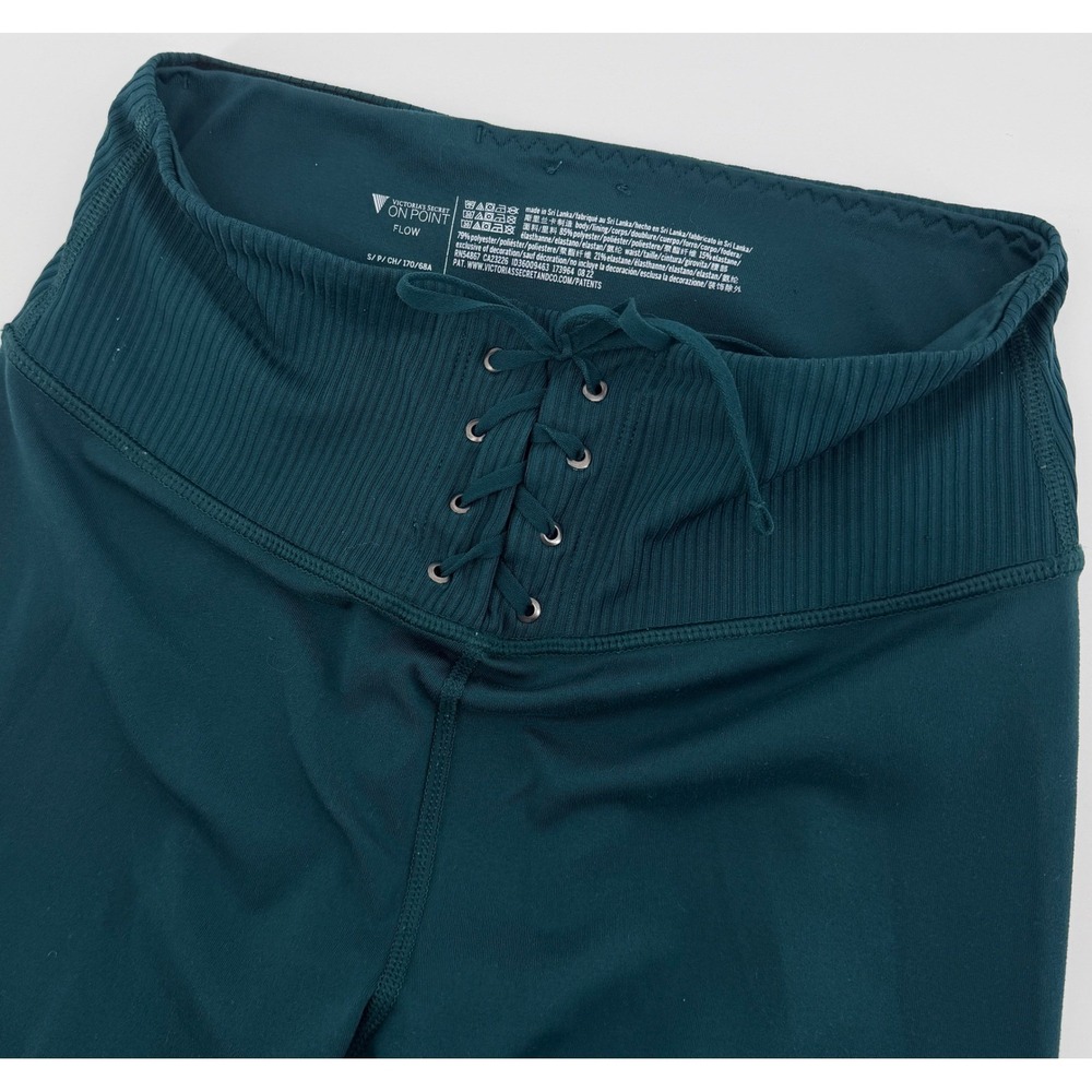 Victorias Secret On Point Flow Leggings Teal Lace Up Ribbed Waist Small